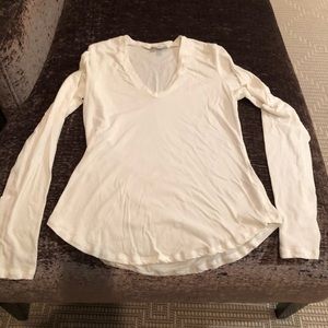 James Perse cream long sleeve v neck t-shirt